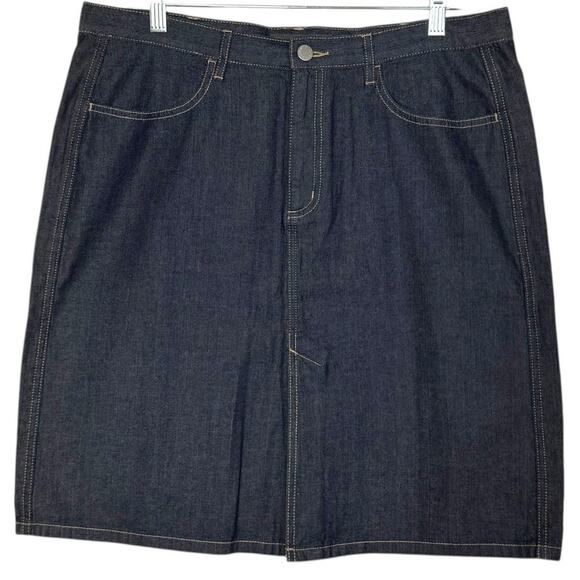 Banana Republic Factory Dark Wash Denim Skirt 100% Cotton Jean Skirt Size 14 Y2K - Picture 1 of 7